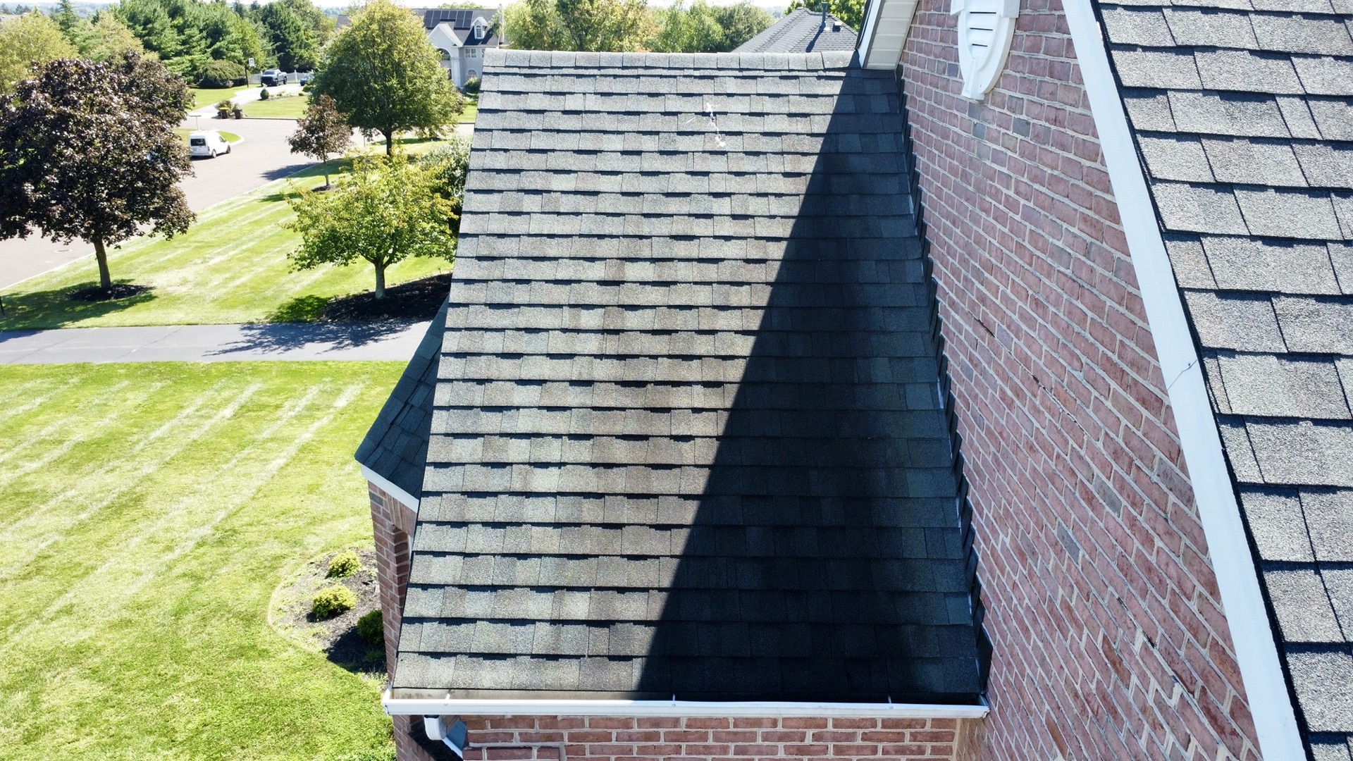 After roof washing — clean shingles